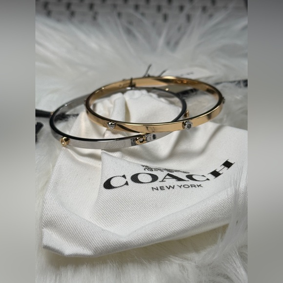 NEW‼️COACH (set of 2) silver and gold bangle bracelets…NWT - Picture 1 of 15